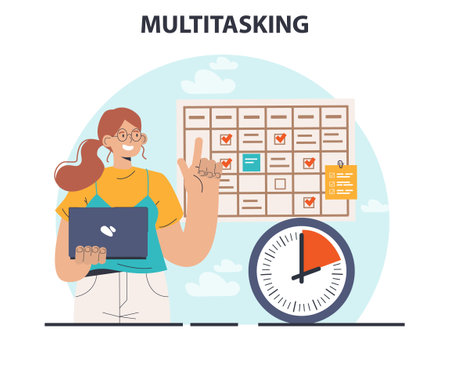 Multitasking. Effective and competent female office worker managingのイラスト素材