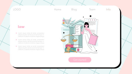Law class web banner or landing page. State judicial system studyingのイラスト素材