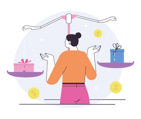 Pink tax concept. Gender based price discrimination. Higher priceのイラスト素材