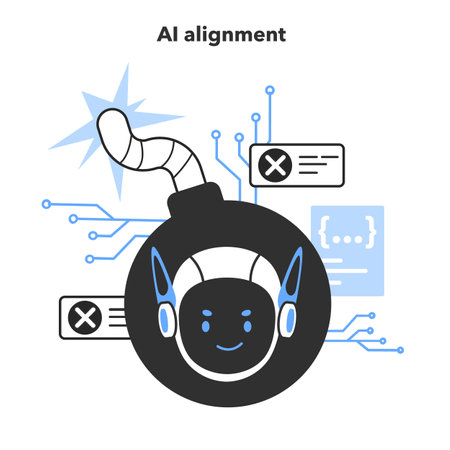 AI ethics. Artificial intelligence alignment. Computer system intelligenceのイラスト素材