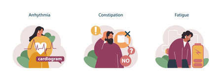 Nicotine withdrawal symptoms set. Common effects on characterのイラスト素材