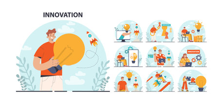 Innovation concept set. Idea of creative business solution. Modernのイラスト素材