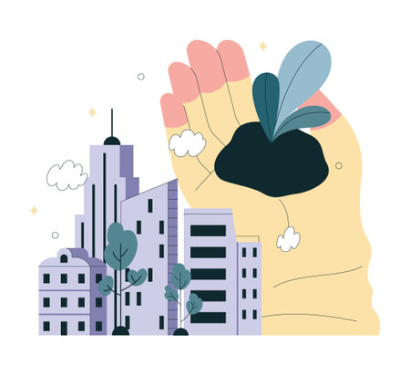 Urban farming or gardening set. City agriculture. Characters plantingのイラスト素材