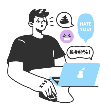 Cyberbullying. Online harassment with unfriendly, mean and hurtfulのイラスト素材