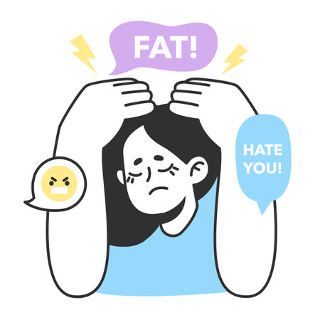 Bullying. Suppression and harassment, sad character being verbalyのイラスト素材
