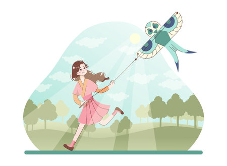 Asian people enjoying their free time. Japanese character performingのイラスト素材