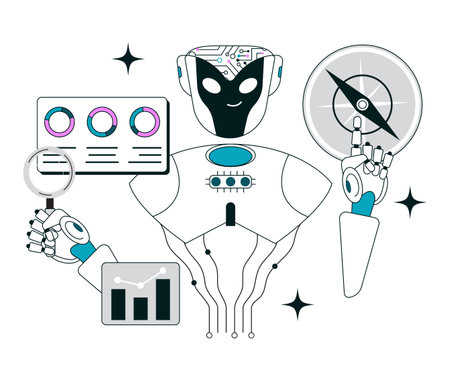 Impact of Artificial intelligence on business. AI-powered analyticsのイラスト素材