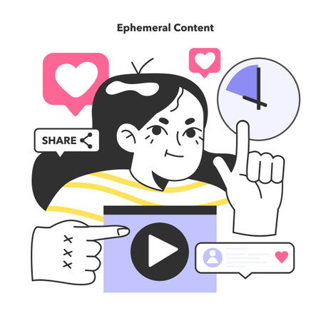 Ephemeral content. Marketing campaign with temporary content.のイラスト素材