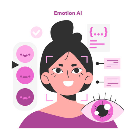 Emotions recognition. Artificial intelligence identify human faceのイラスト素材