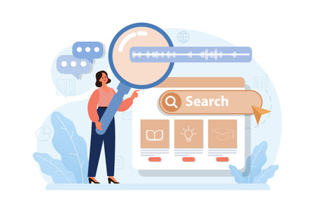 Voice search. Artificial intelligence virtual assistant. Characterのイラスト素材