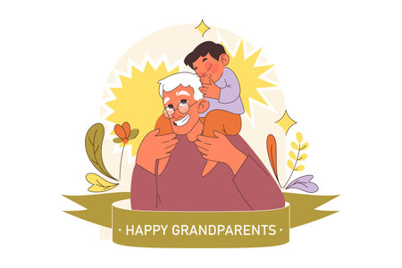 International grandparents day. Elderly man with a grandson. Old manのイラスト素材