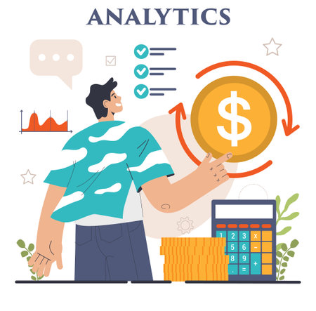 Business analytics. Data examination and strategy developmentのイラスト素材