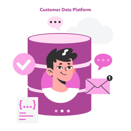 Digital marketing. Customer data platform or CDP. Client profileのイラスト素材