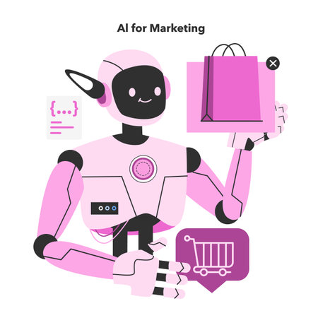 AI or artificial intelligence in marketing. AI-based targeting advertisingのイラスト素材