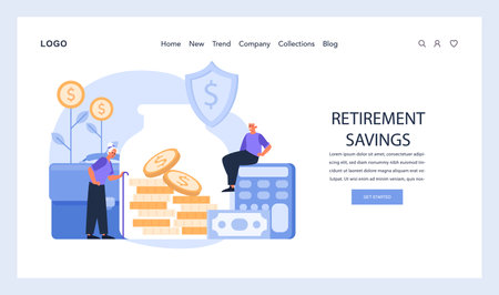 Future Security web or landing. Highlighting the assurance of retirement savings through strategic financial planning and investment. Flat vector illustrationのイラスト素材