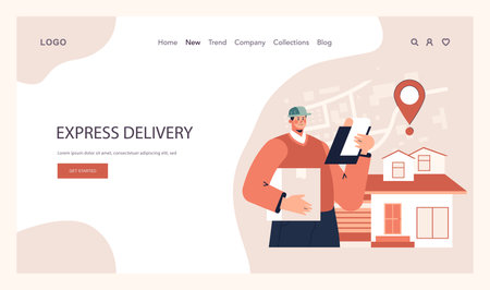 Delivery of goods web banner or landing page set. Warehousing, logistics and delivery of customer order. Transportation and distribution service. Flat vector illustrationのイラスト素材