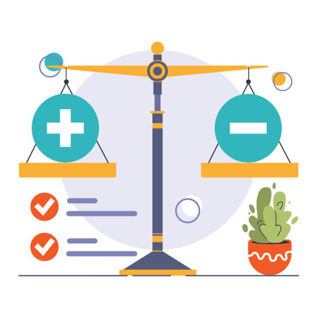 Decision-making. Strategic thinking, brainstorming and solution research. Multiple options dilemma. Pros and cons , risk and benefits analysis. Flat vector illustrationのイラスト素材
