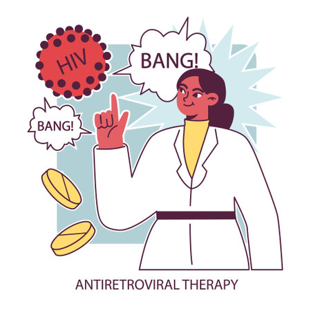 World AiDs day. Antiretroviral therapy, undetectable or zero viral load. HIV, immunodeficiency virus treatment therapy. Dangerous disease awareness. Flat vector illustrationのイラスト素材