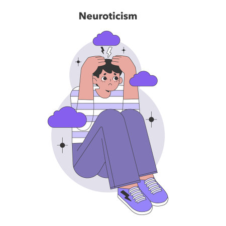 Neuroticism dimension of Big Five Personality Traits. An individual experiencing stress and...