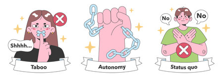 Nonconformism visuals depicting taboo defiance, yearning for autonomy, and rejection of the status...
