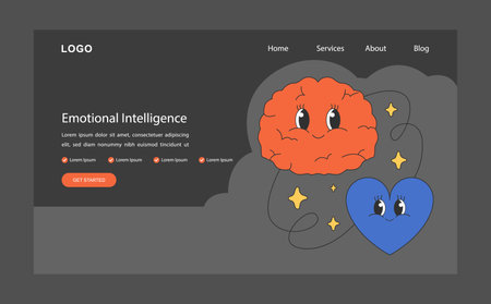Emotional intelligence web banner or landing page dark or night mode. Emotion balance and control skill. EQ development. Deep understanding of emotions. Flat vector illustrationのイラスト素材