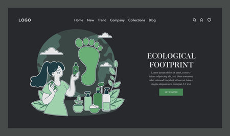 Ethical Cosmetics concept. Woman explores eco-friendly beauty products, representing sustainable living and low environmental impact. Vector illustration.のイラスト素材