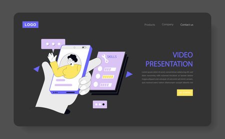 Modern online education concept with a robot hand holding a tablet displaying a video presentation. Digital learning tools and e-learning interface. Vector illustration.のイラスト素材