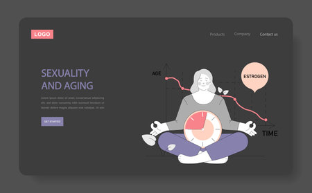 Psychosexology concept. A visual exploration of sexuality and aging with an emphasis on time and hormonal changes. Vector illustration.のイラスト素材