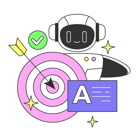 Prompt-engineering to a artificial neuron network. Artificial intelligence development. AI command to create a text or an image. Flat vector illustrationのイラスト素材