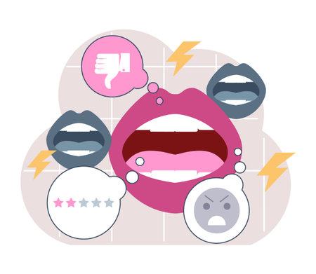 Bad feedback. Dissatisfaction of product or service, negative review from a client. Customer experience ranking. Consumer complaint. Flat vector illustrationのイラスト素材