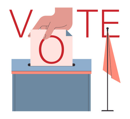 Democracy. Political system, liberty and voting principle. Rule of law, people, institutions, and entities are equally accountable to country laws. Flat vector illustrationのイラスト素材