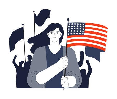 American constitution day. National USA holiday on September 17th. United States democratic system document celebration. Patriotism and freedom idea. Flat vector illustrationのイラスト素材