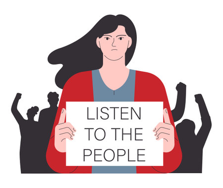 Democracy. Political system, liberty and voting principle. Rule of law, people, institutions, and entities are equally accountable to country laws. Flat vector illustrationのイラスト素材
