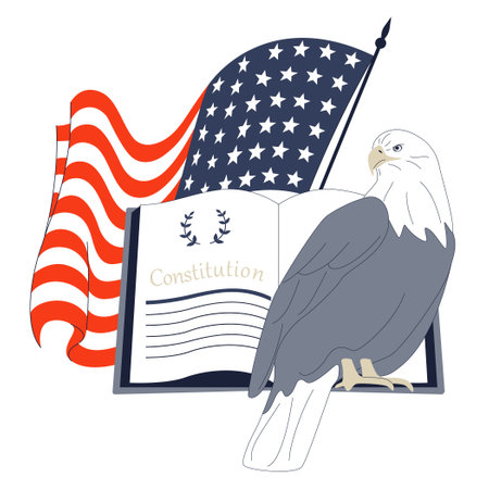American constitution day. National USA holiday on September 17th. United States democratic system document celebration. Patriotism and freedom idea. Flat vector illustrationのイラスト素材