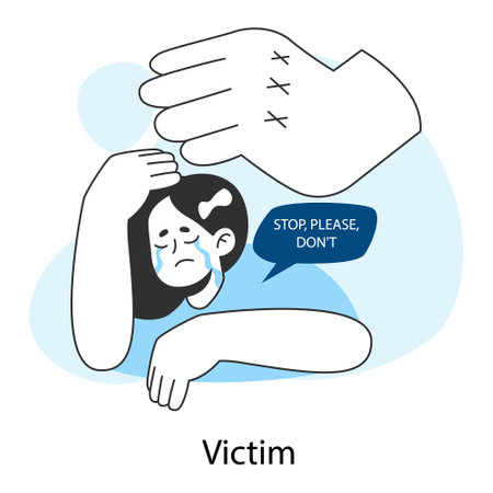 School bullying. Upset victim being bullied and shamed by others. Pressure and humiliation victim. Social violence problem. School verbal or physical abuse. Flat vector illustrationのイラスト素材