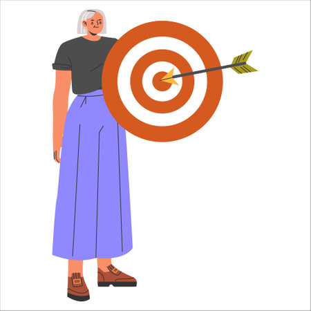Diversity Businesswoman concept. An inclusive illustration of a senior female professional alongside...