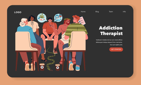 A supportive and engaging group therapy session that emphasizes addiction recovery and fosters mental wellnessのイラスト素材