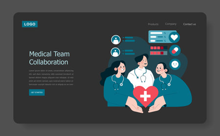 Celebrating International Nurses Day, this illustration captures a medical team collaborating with compassion. The image embodies teamwork, care, and dedication in healthcare environments. Vector illustration.のイラスト素材