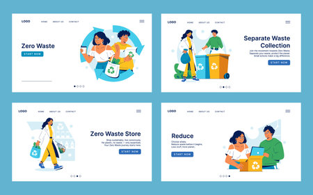 Creative and illustrative web design ideas that emphasize zero waste while promoting sustainable practices effectivelyのイラスト素材