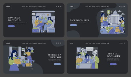 A collection of captivating illustrations that emphasize the concepts of travel and personal growth journeysのイラスト素材