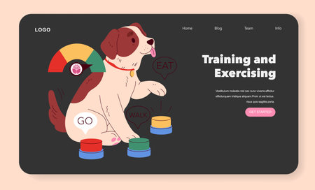 Pet Gadgets illustration. Interactive pet training tools for enhancing obedience and exercise. Encourages healthy habits like eating and walking, fostering stronger pet-owner relationships. Vector illustration.のイラスト素材
