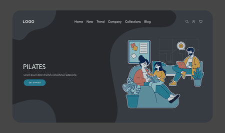 Home Office set. Family balancing work and leisure in a cozy home office setup, enjoying technology and comfort together. Vector illustration.のイラスト素材