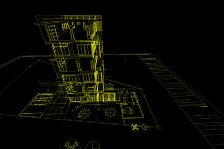 Architecture abstract, 3d illustration,Architecture drawing,