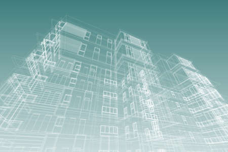 building structure abstract, 3d illustration,high-rise buildingの写真素材