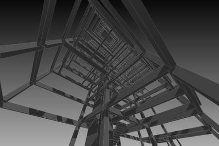 building structure abstract, 3d illustration,high-rise building