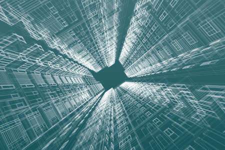 architecture abstract, 3d illustration,high-rise buildingの写真素材