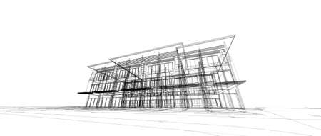 architecture abstract, 3d illustration,commercial buildingの写真素材