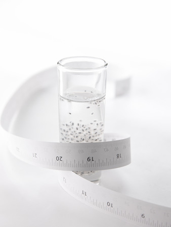 A glass of sweet basil.の写真素材