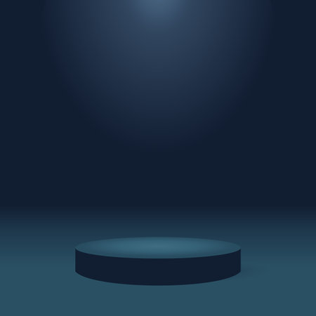 Abstract background with blue color podium. Vector illustration for product presentation.のイラスト素材