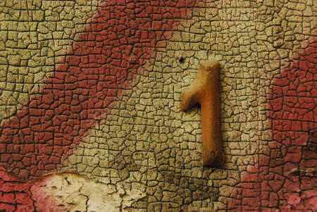 Number one on the old door backgroundの写真素材